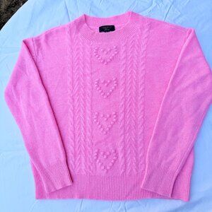 100% Cashmere Valentines Day Pink Heart Sweater